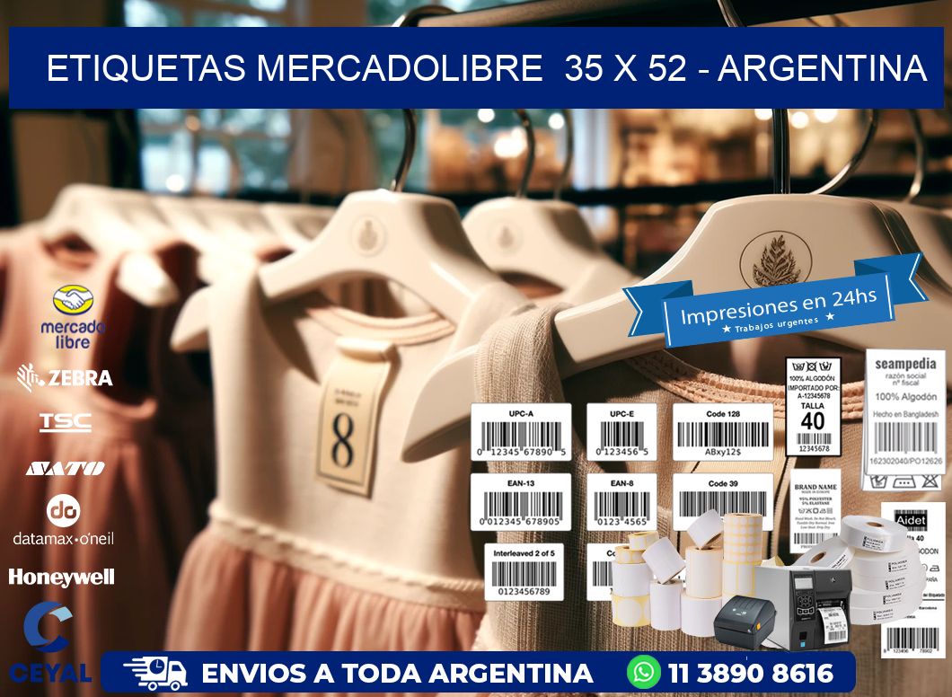 ETIQUETAS MERCADOLIBRE  35 x 52 - ARGENTINA