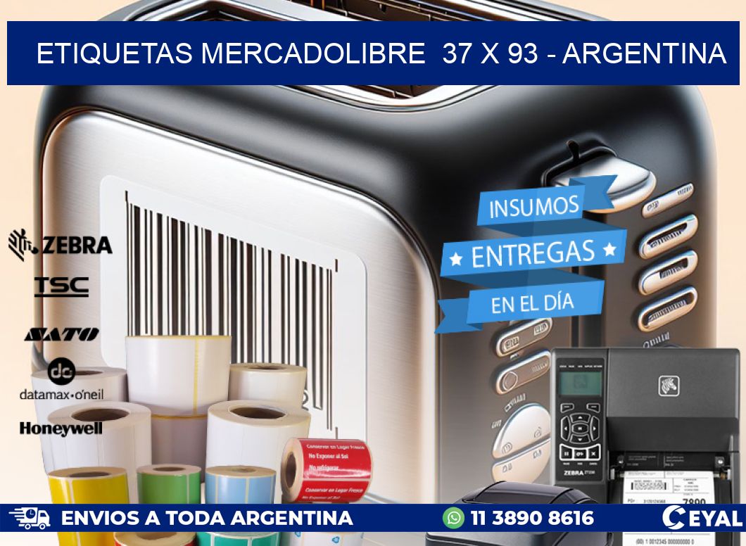 ETIQUETAS MERCADOLIBRE  37 x 93 - ARGENTINA