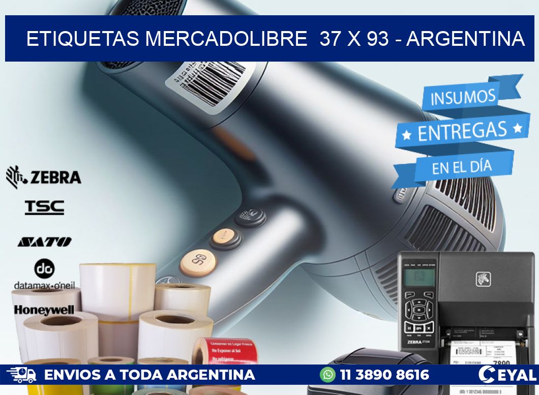 ETIQUETAS MERCADOLIBRE  37 x 93 - ARGENTINA