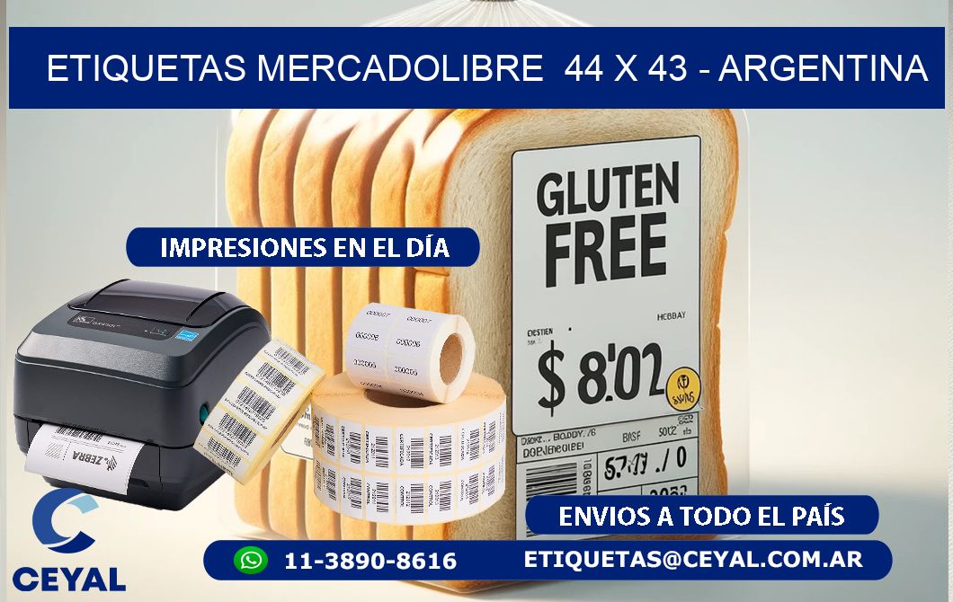 ETIQUETAS MERCADOLIBRE  44 x 43 - ARGENTINA