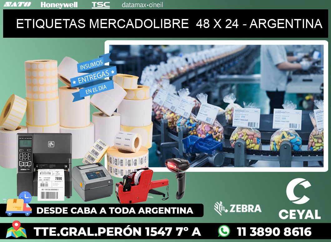 ETIQUETAS MERCADOLIBRE  48 x 24 - ARGENTINA