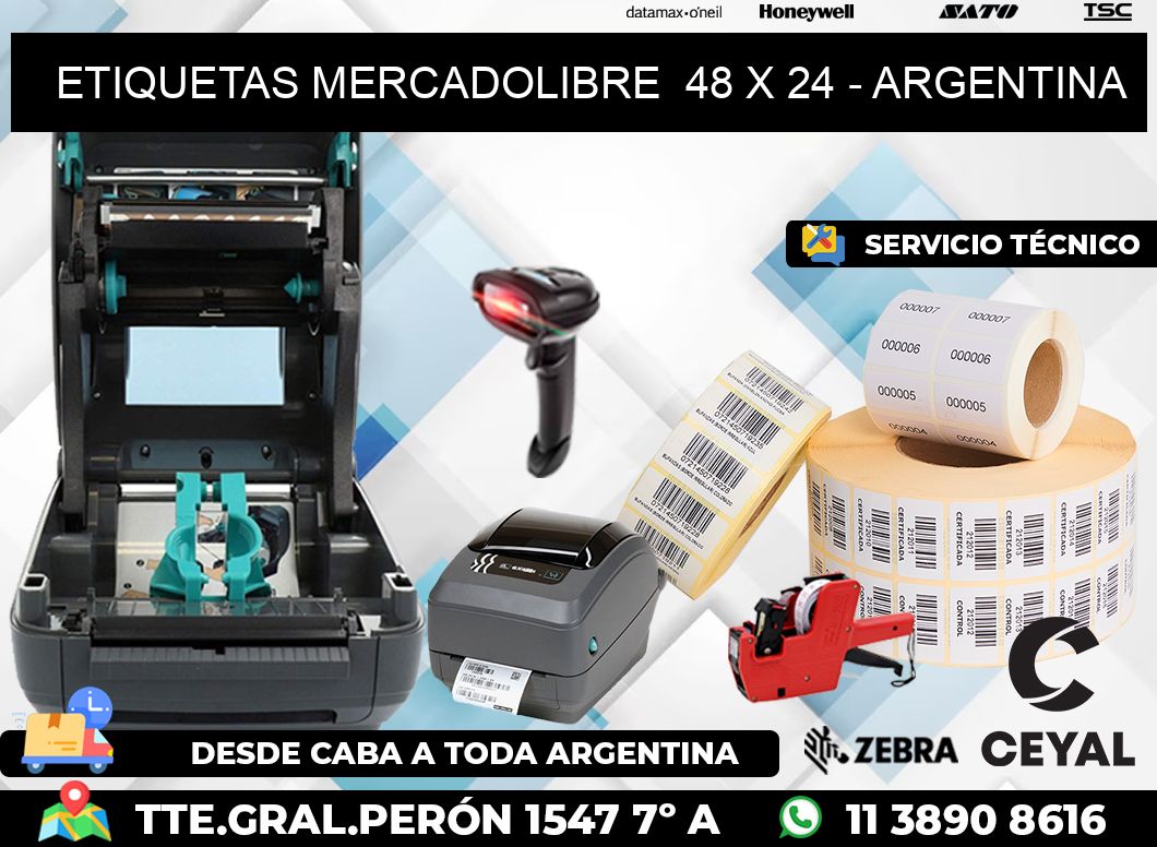 ETIQUETAS MERCADOLIBRE  48 x 24 - ARGENTINA