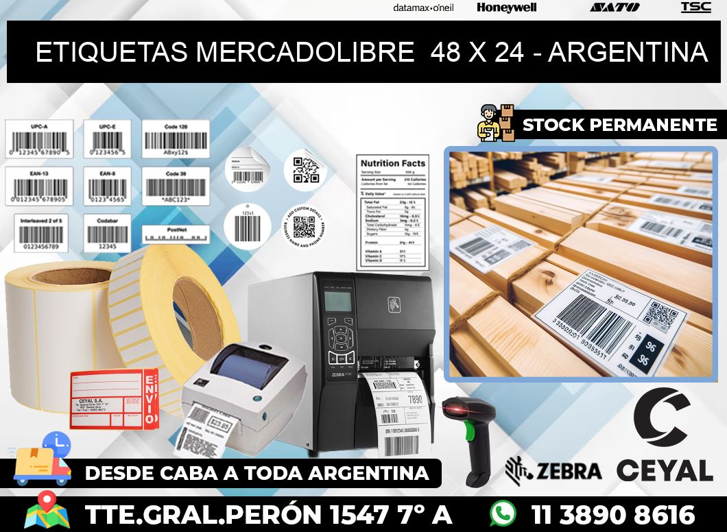 ETIQUETAS MERCADOLIBRE  48 x 24 – ARGENTINA