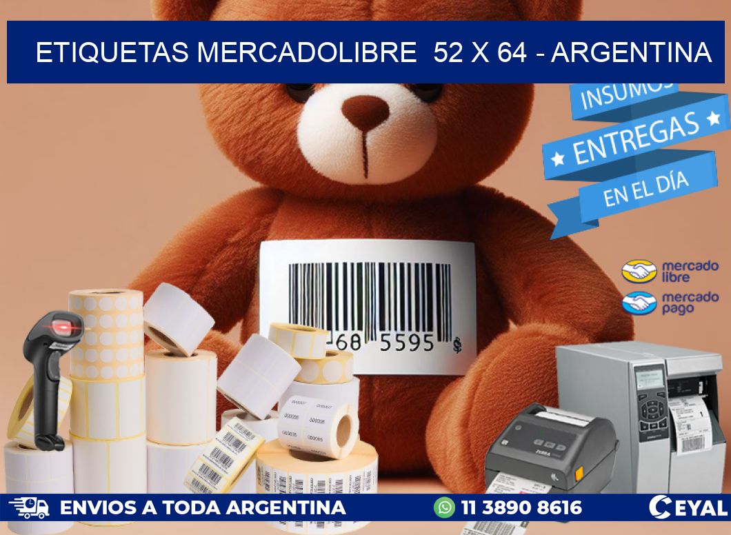 ETIQUETAS MERCADOLIBRE  52 x 64 - ARGENTINA