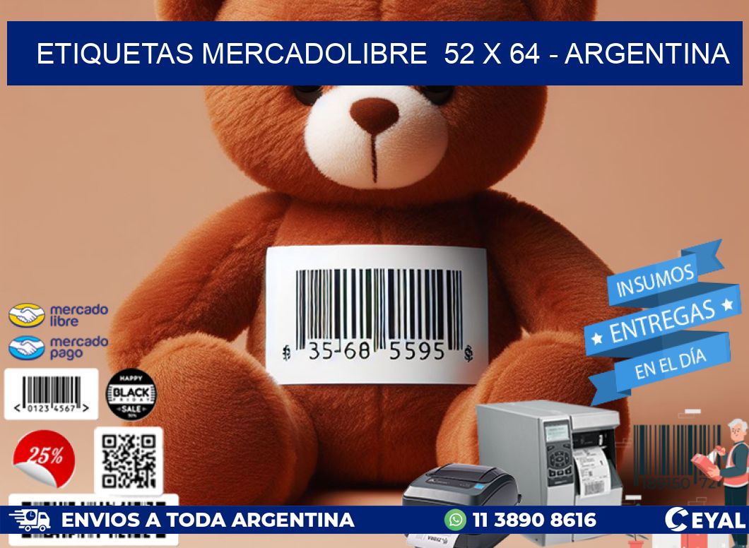 ETIQUETAS MERCADOLIBRE  52 x 64 - ARGENTINA