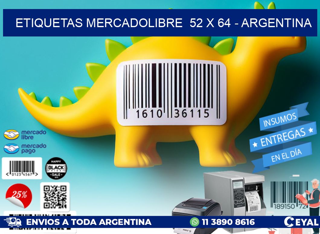 ETIQUETAS MERCADOLIBRE  52 x 64 - ARGENTINA