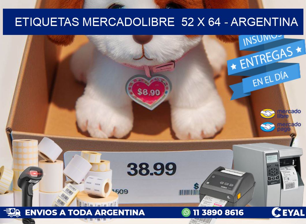 ETIQUETAS MERCADOLIBRE  52 x 64 - ARGENTINA