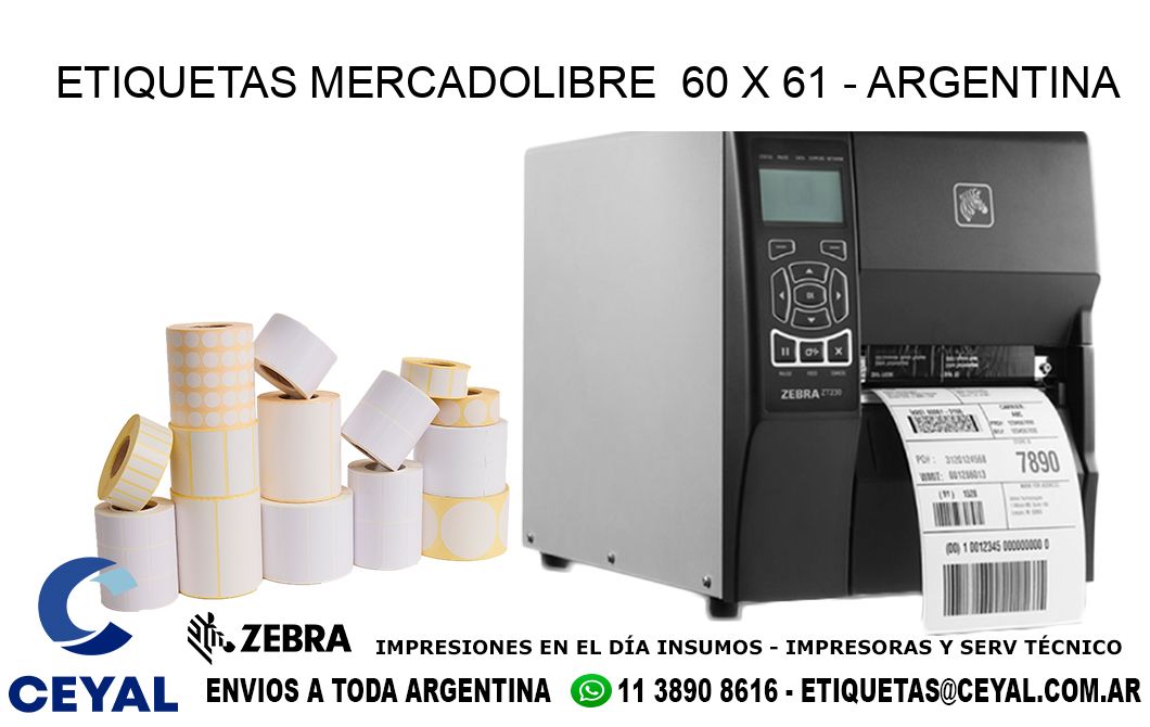 ETIQUETAS MERCADOLIBRE  60 x 61 - ARGENTINA