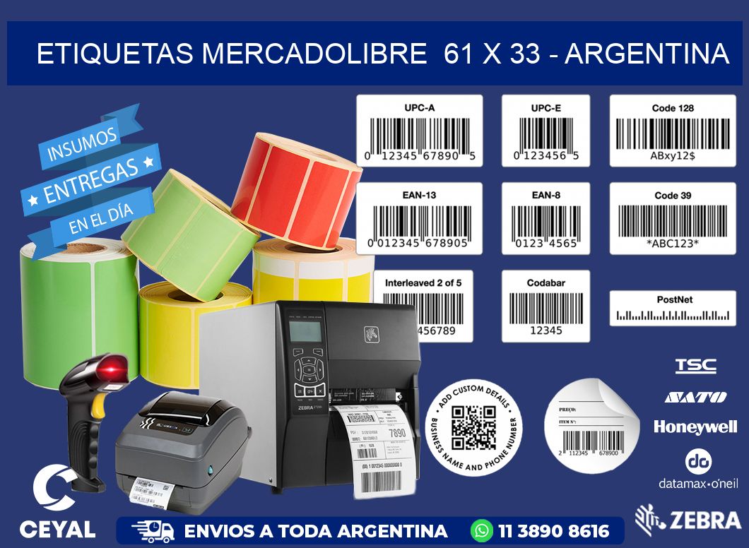 ETIQUETAS MERCADOLIBRE  61 x 33 - ARGENTINA