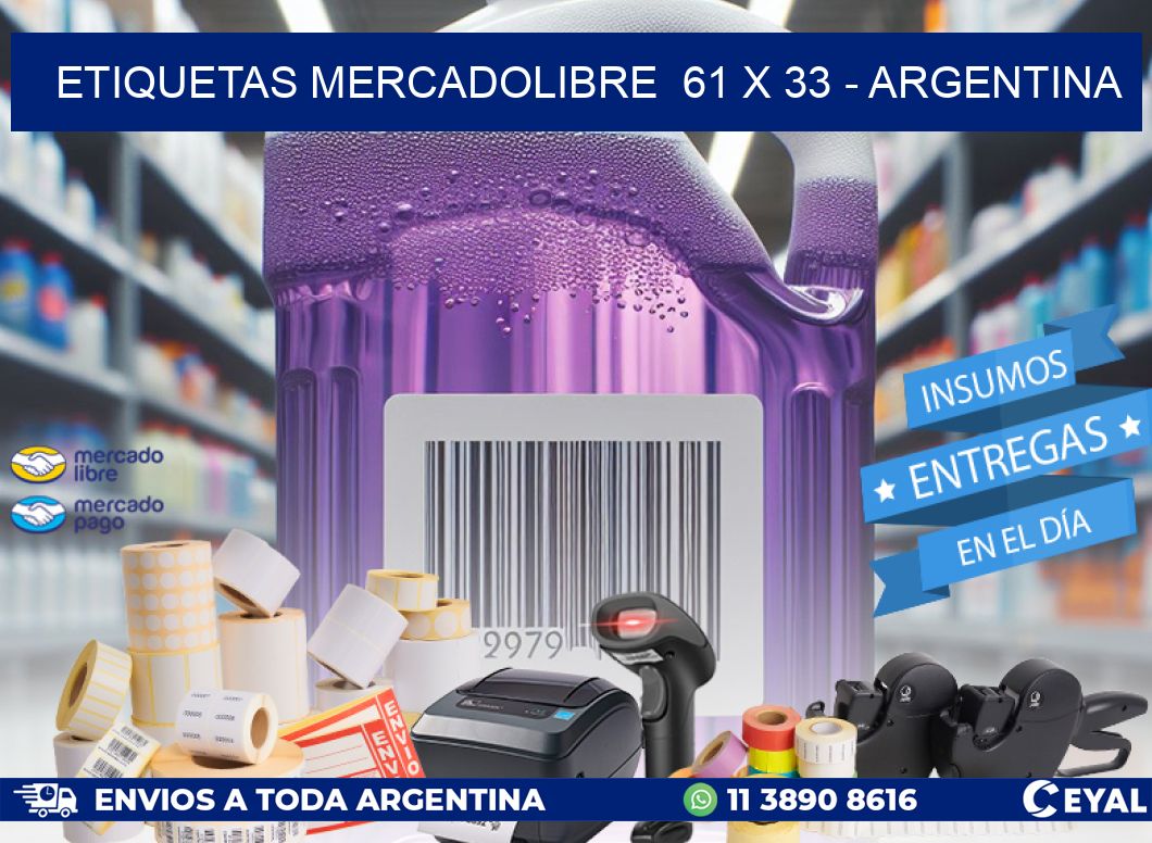 ETIQUETAS MERCADOLIBRE  61 x 33 - ARGENTINA