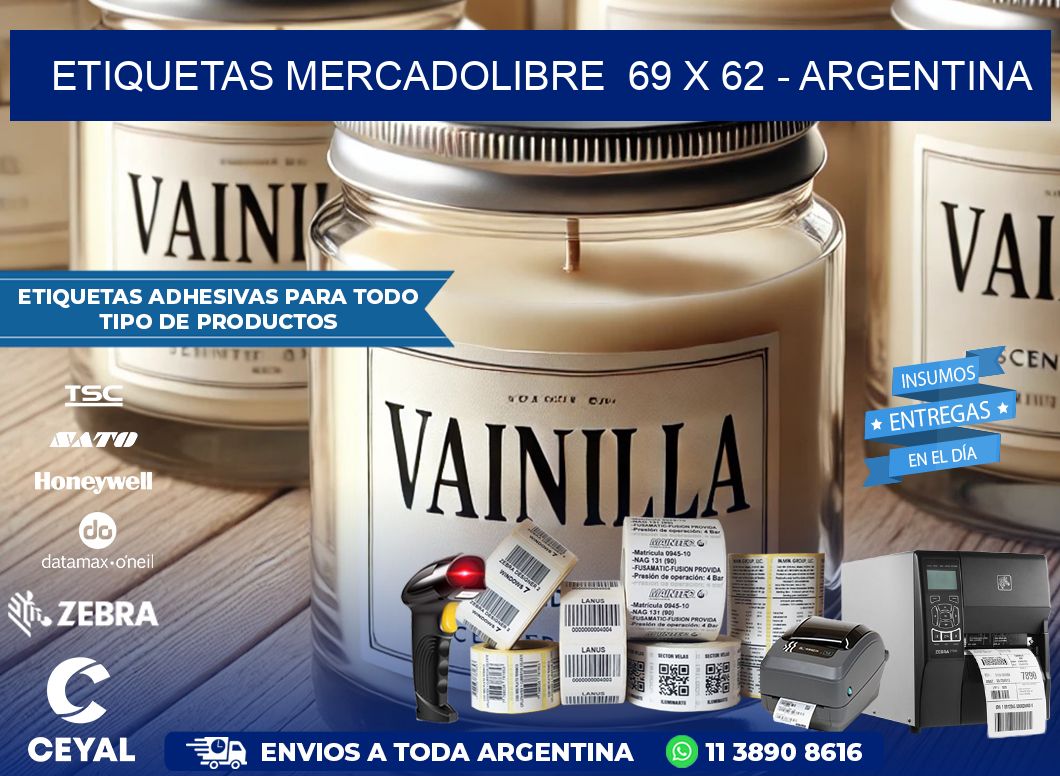 ETIQUETAS MERCADOLIBRE  69 x 62 – ARGENTINA