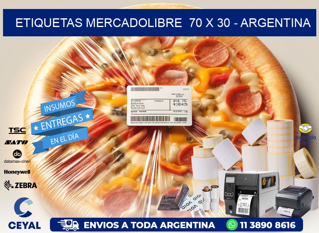 ETIQUETAS MERCADOLIBRE  70 x 30 - ARGENTINA