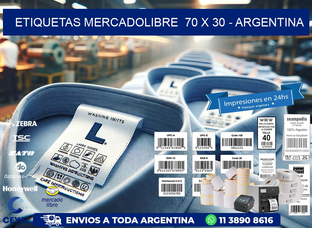 ETIQUETAS MERCADOLIBRE  70 x 30 - ARGENTINA