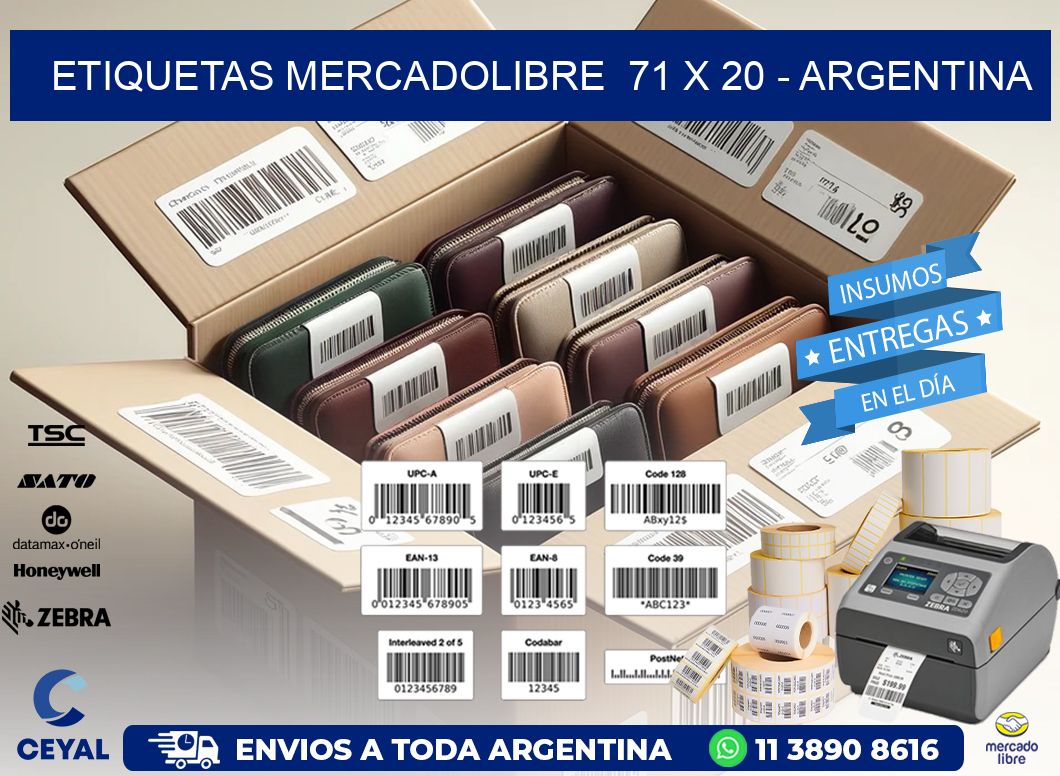 ETIQUETAS MERCADOLIBRE  71 x 20 - ARGENTINA