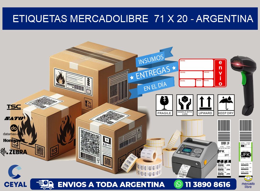 ETIQUETAS MERCADOLIBRE  71 x 20 - ARGENTINA