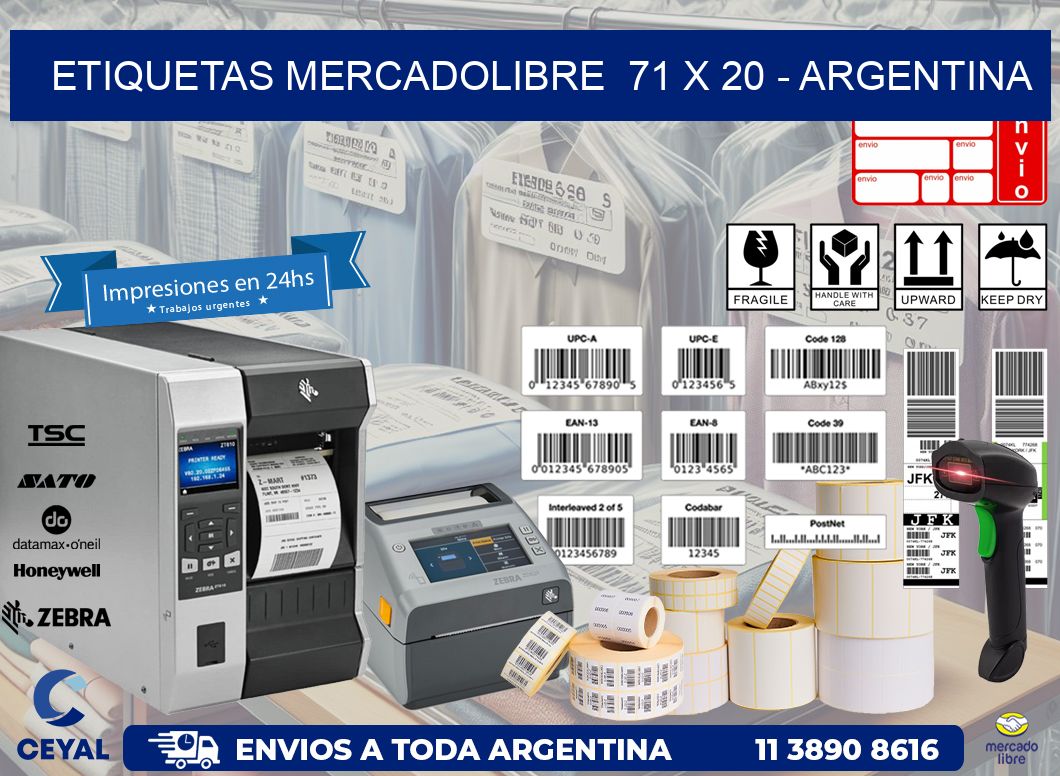 ETIQUETAS MERCADOLIBRE  71 x 20 - ARGENTINA