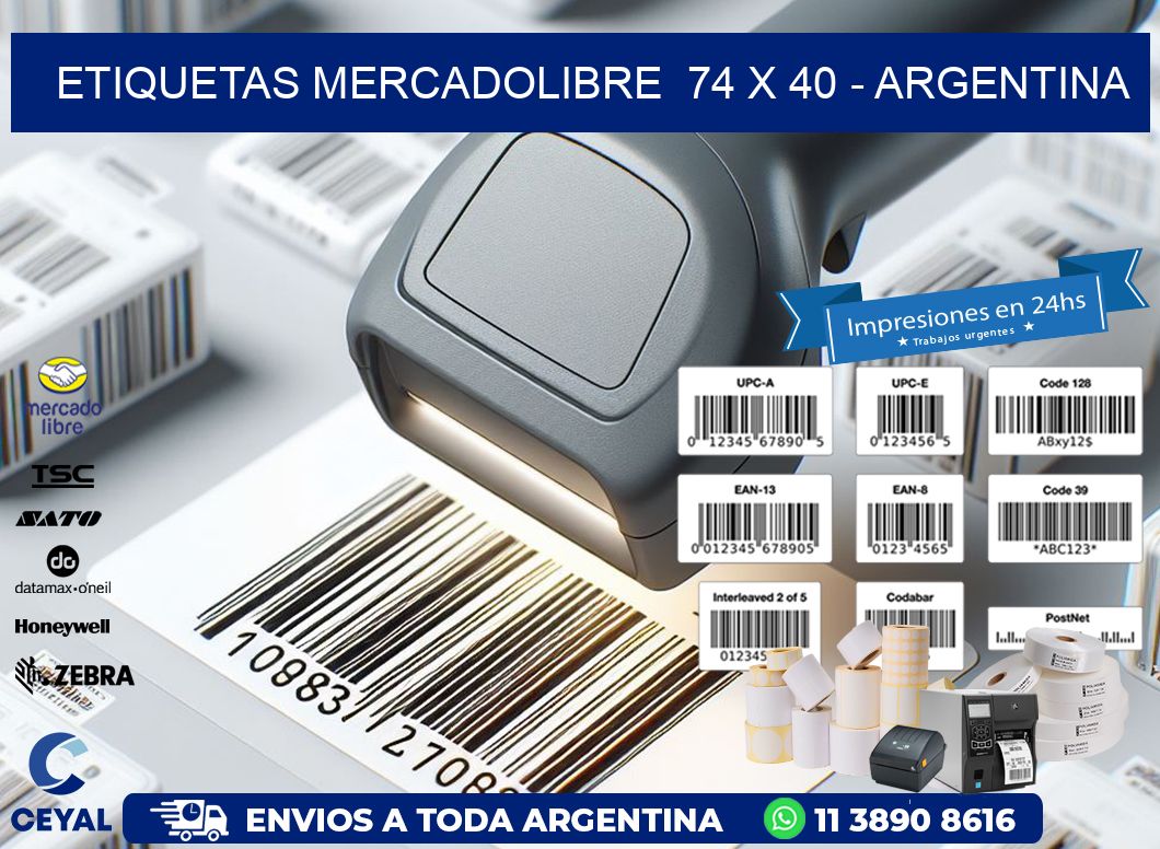 ETIQUETAS MERCADOLIBRE  74 x 40 - ARGENTINA