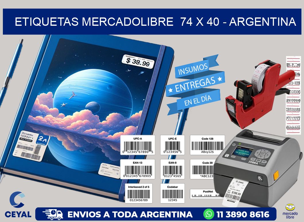 ETIQUETAS MERCADOLIBRE  74 x 40 - ARGENTINA