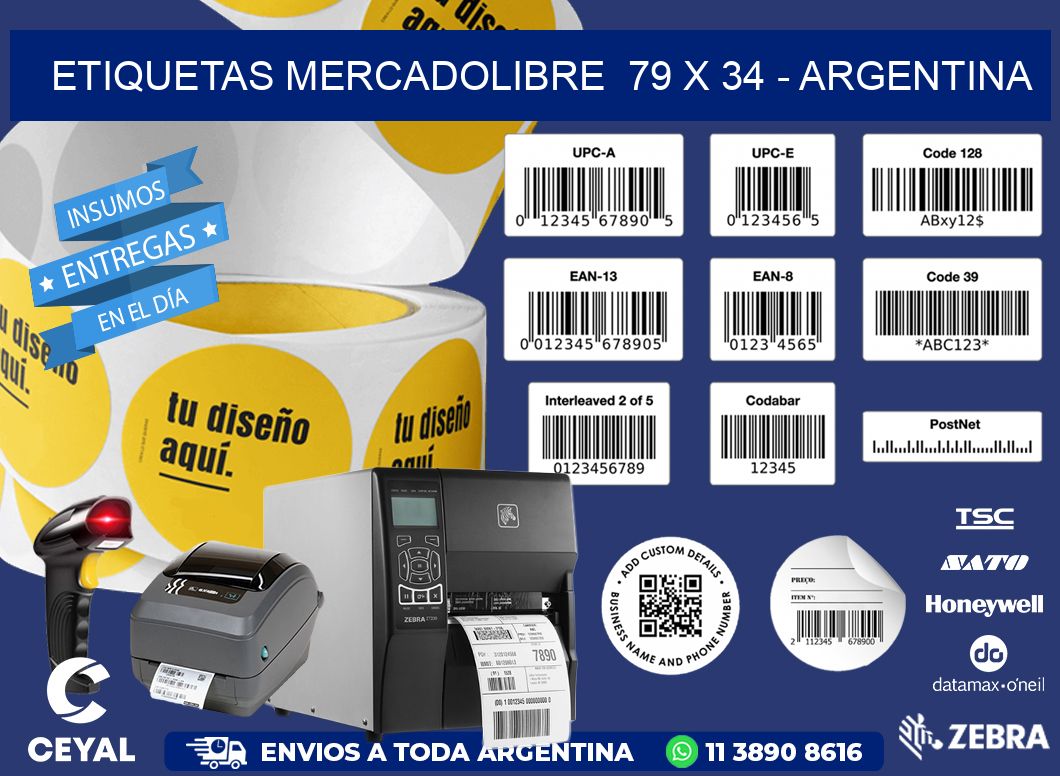 ETIQUETAS MERCADOLIBRE  79 x 34 - ARGENTINA