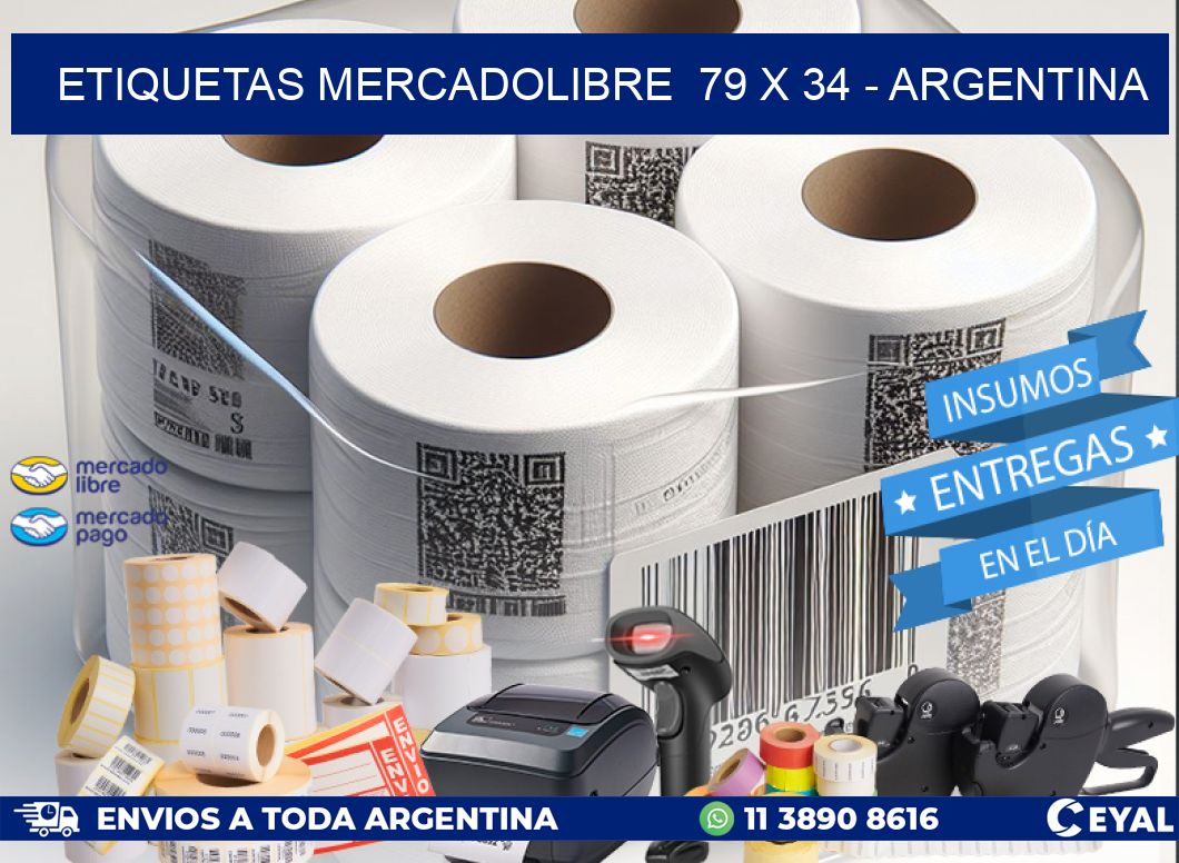 ETIQUETAS MERCADOLIBRE  79 x 34 - ARGENTINA