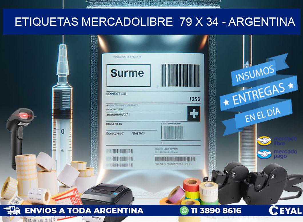 ETIQUETAS MERCADOLIBRE  79 x 34 - ARGENTINA