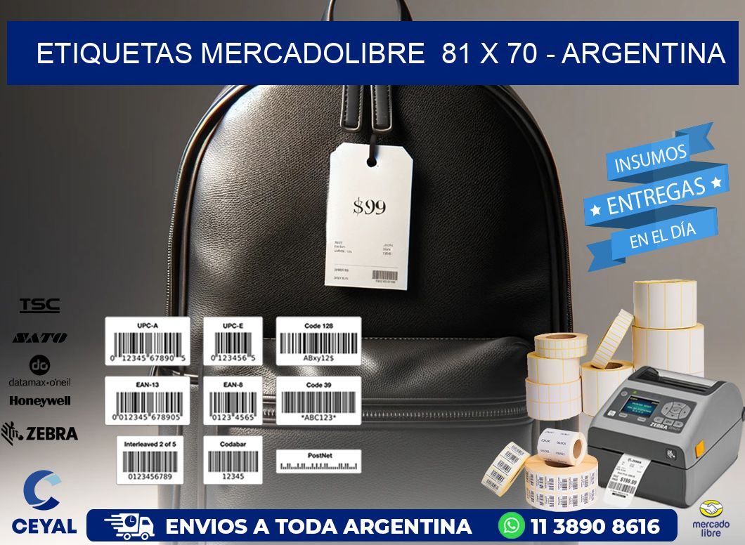 ETIQUETAS MERCADOLIBRE  81 x 70 - ARGENTINA