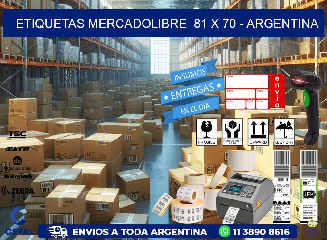 ETIQUETAS MERCADOLIBRE  81 x 70 - ARGENTINA