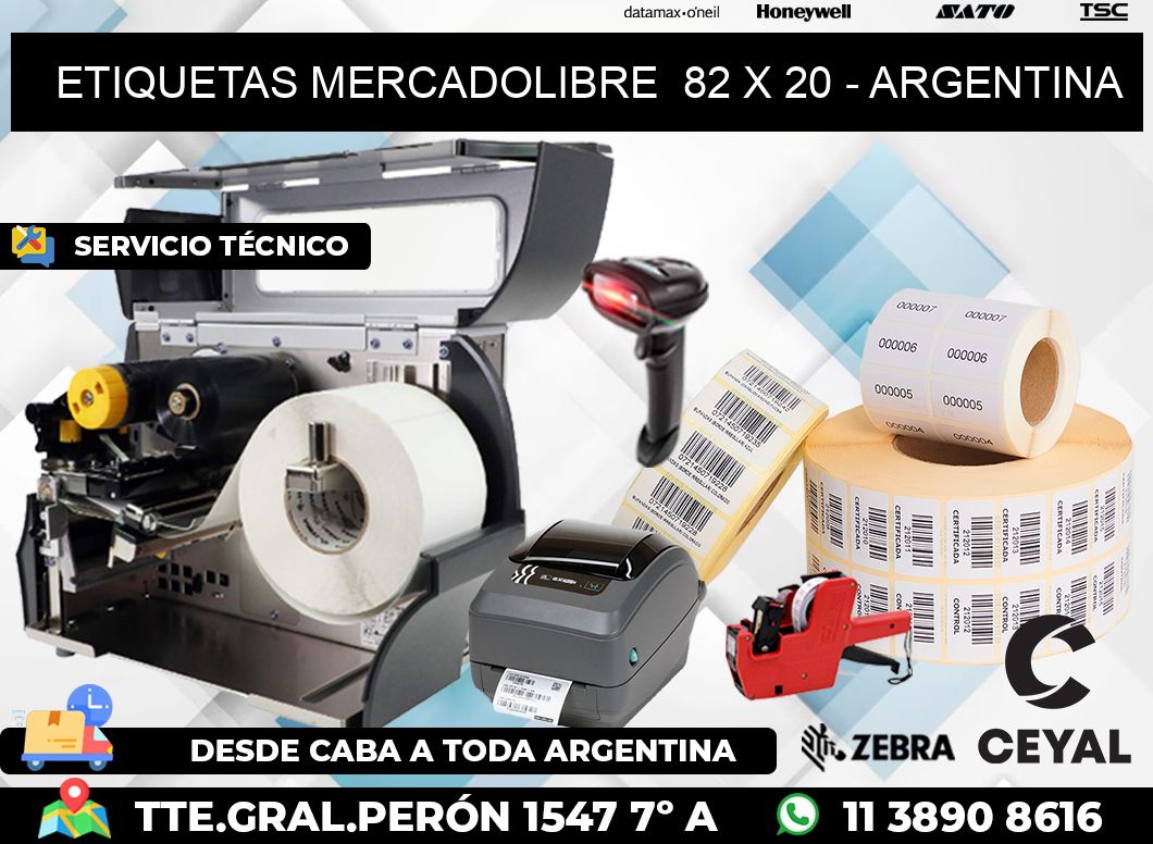 ETIQUETAS MERCADOLIBRE  82 x 20 - ARGENTINA