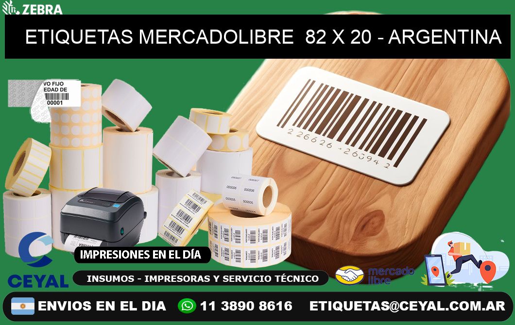 ETIQUETAS MERCADOLIBRE  82 x 20 - ARGENTINA