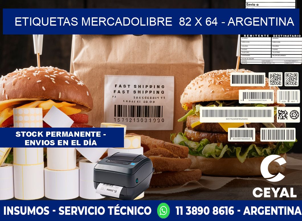 ETIQUETAS MERCADOLIBRE  82 x 64 - ARGENTINA