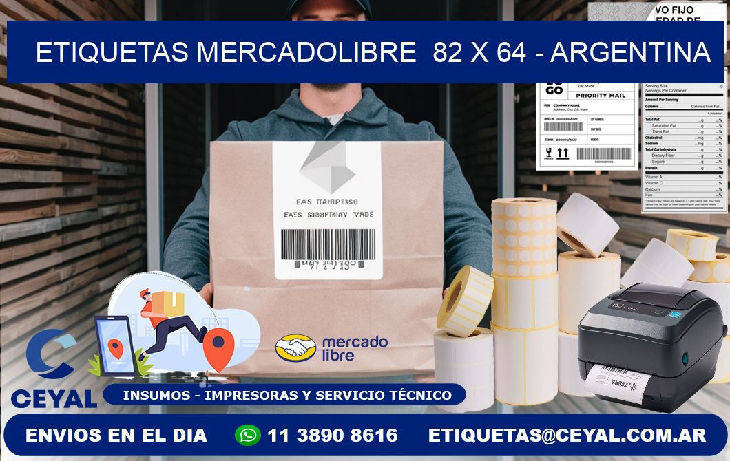 ETIQUETAS MERCADOLIBRE  82 x 64 - ARGENTINA