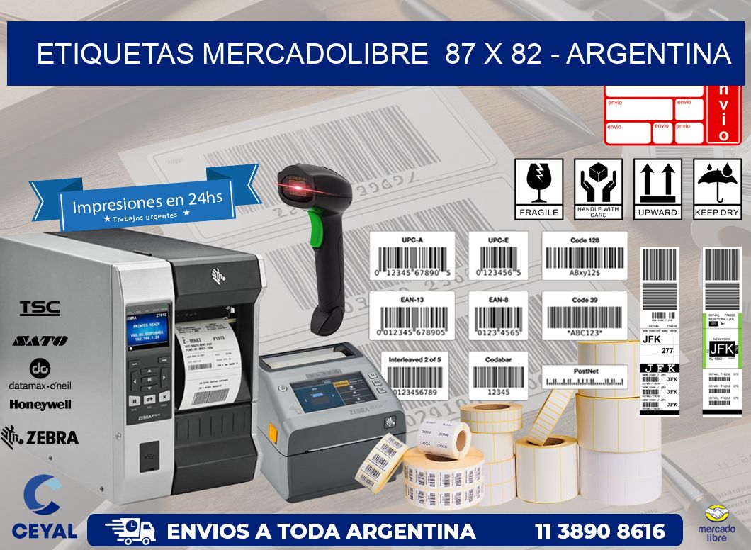 ETIQUETAS MERCADOLIBRE  87 x 82 - ARGENTINA