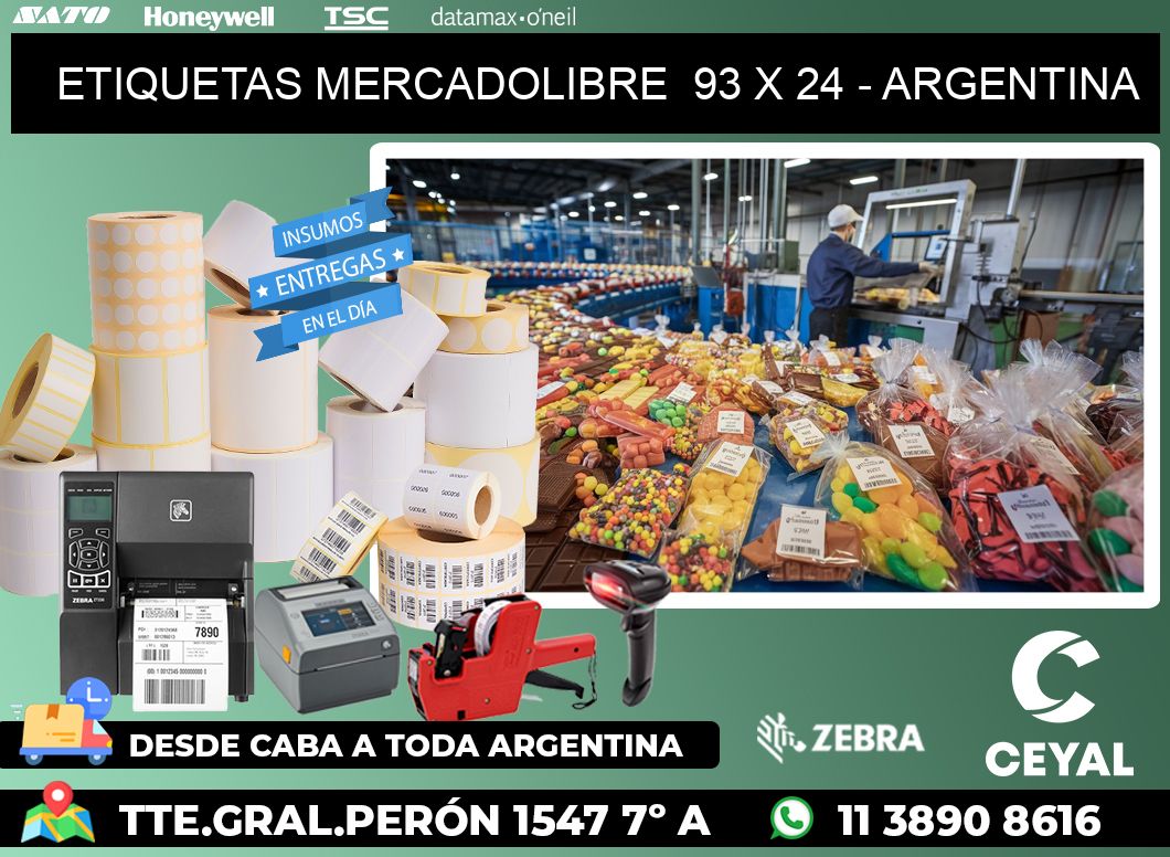 ETIQUETAS MERCADOLIBRE  93 x 24 - ARGENTINA