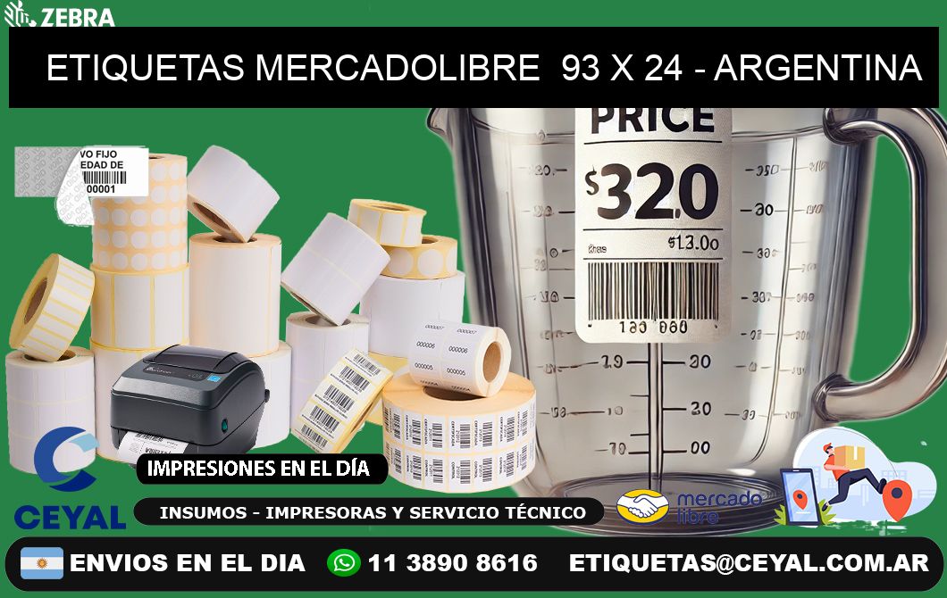 ETIQUETAS MERCADOLIBRE  93 x 24 - ARGENTINA