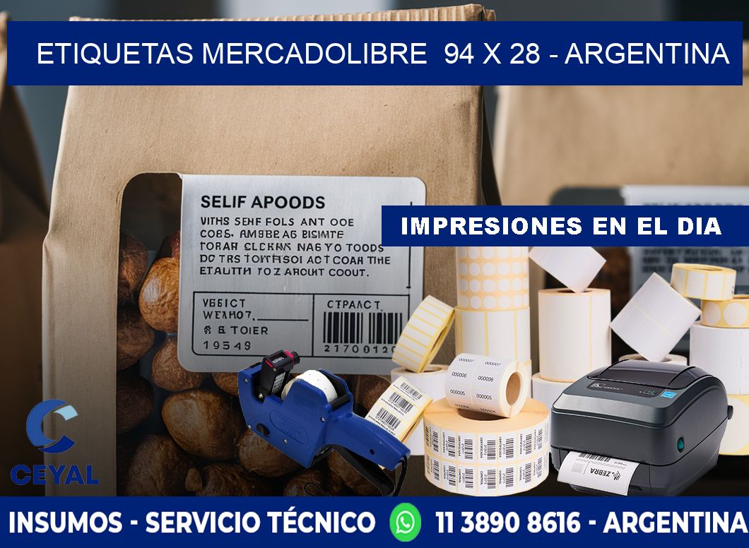 ETIQUETAS MERCADOLIBRE  94 x 28 - ARGENTINA