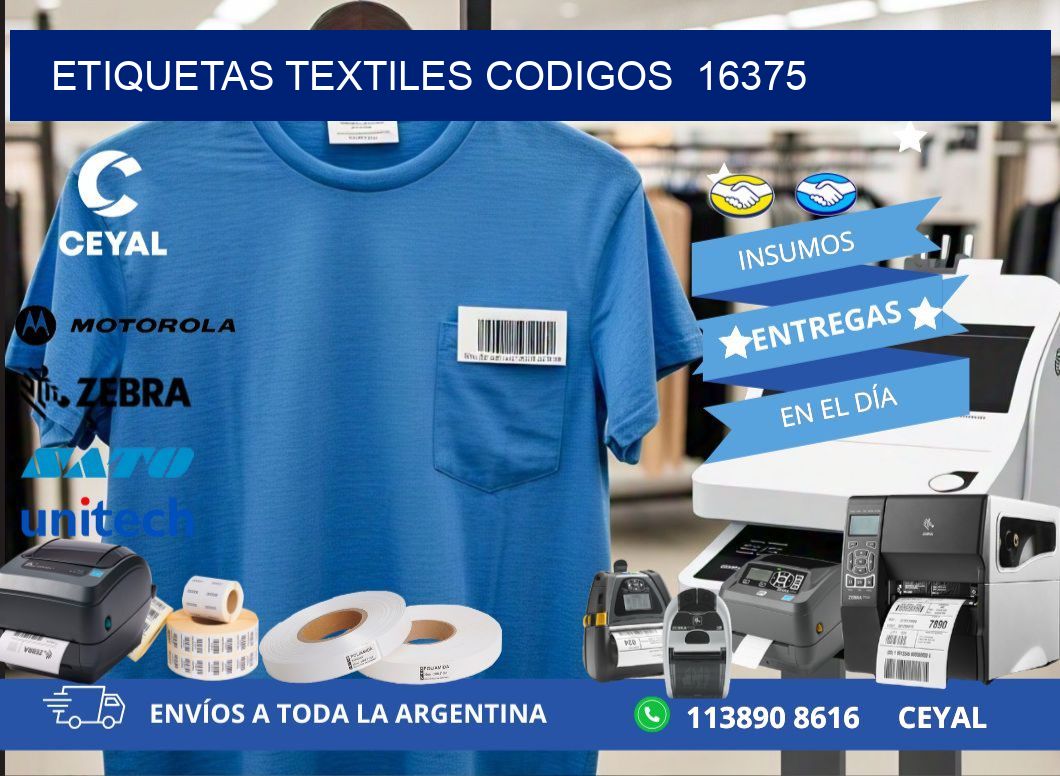 ETIQUETAS TEXTILES CODIGOS  16375