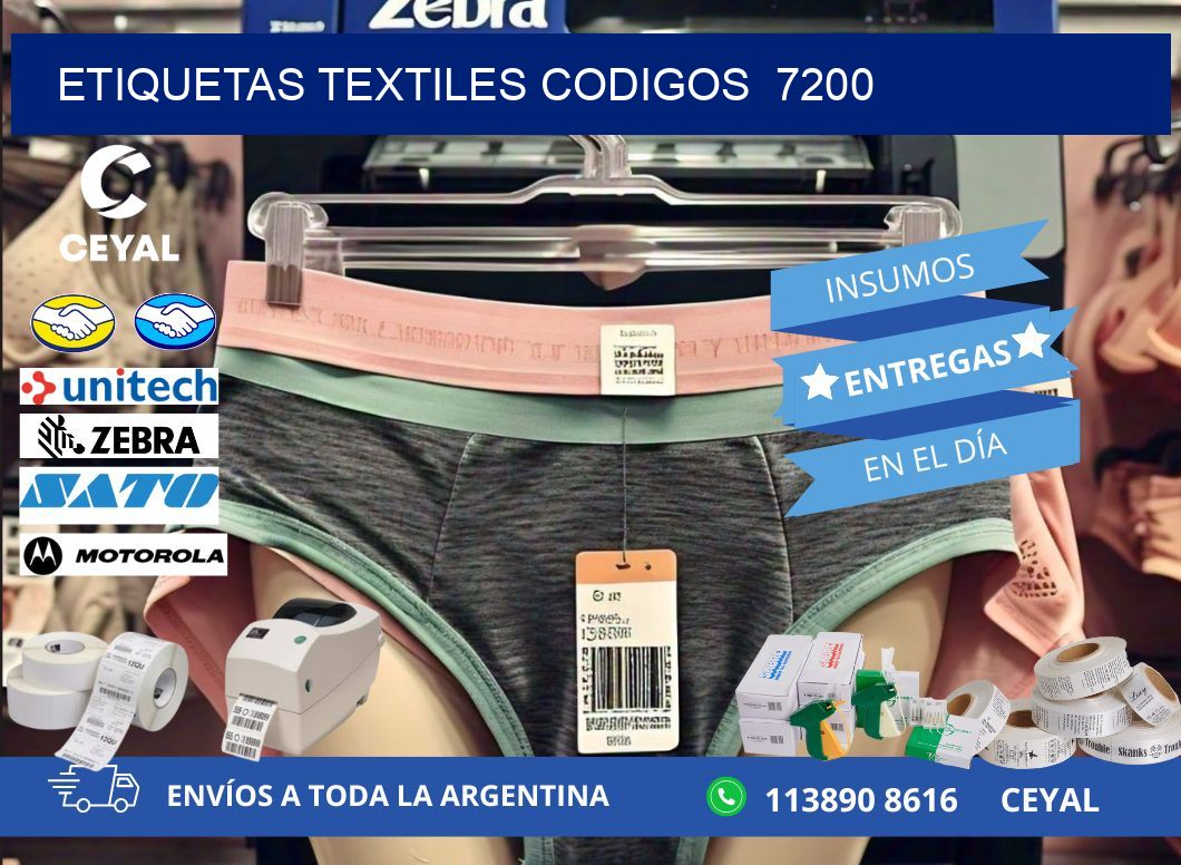 ETIQUETAS TEXTILES CODIGOS  7200