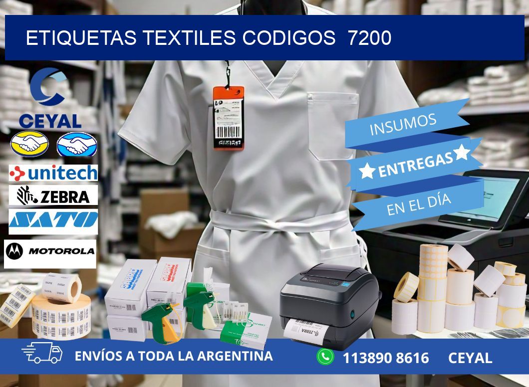 ETIQUETAS TEXTILES CODIGOS  7200