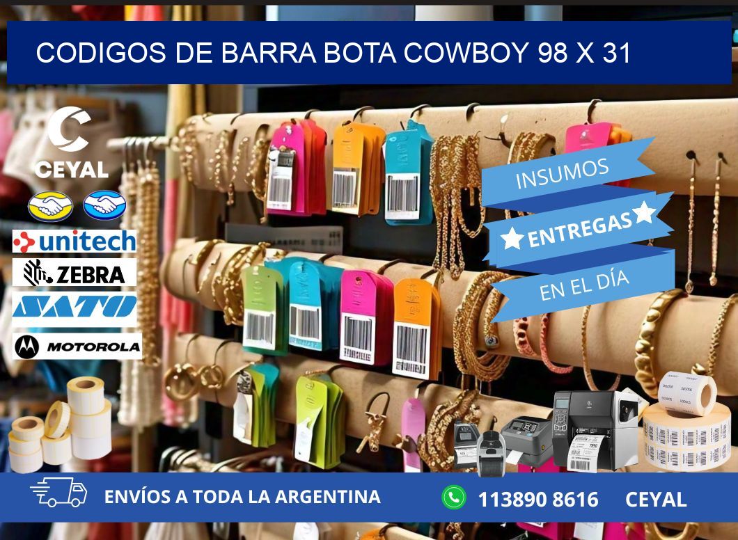 CODIGOS DE BARRA BOTA COWBOY 98 x 31