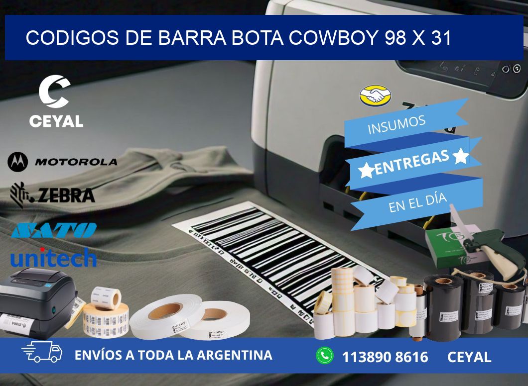 CODIGOS DE BARRA BOTA COWBOY 98 x 31