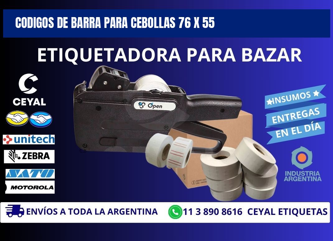 CODIGOS DE BARRA PARA CEBOLLAS 76 x 55