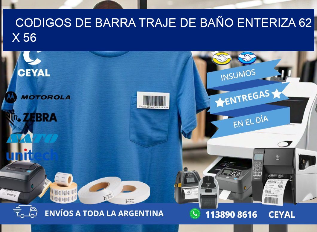 CODIGOS DE BARRA TRAJE DE BAÑO ENTERIZA 62 x 56