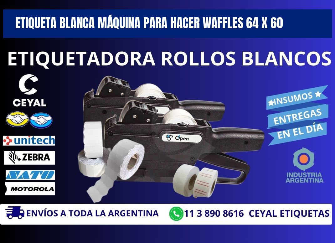 ETIQUETA BLANCA MÁQUINA PARA HACER WAFFLES 64 x 60