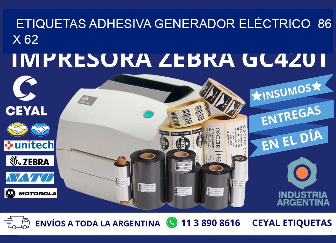 ETIQUETAS ADHESIVA GENERADOR ELÉCTRICO  86 x 62