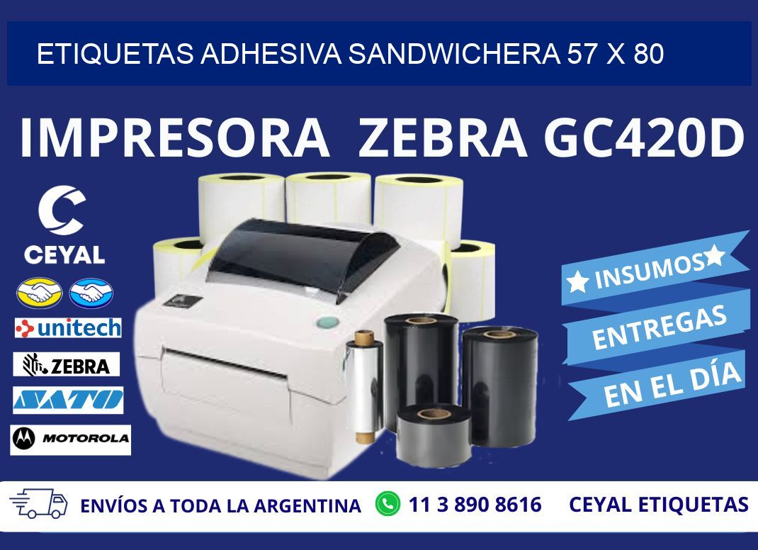 ETIQUETAS ADHESIVA SANDWICHERA 57 x 80