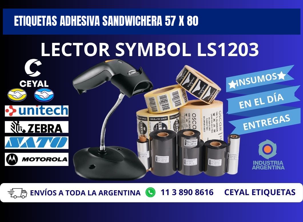 ETIQUETAS ADHESIVA SANDWICHERA 57 x 80