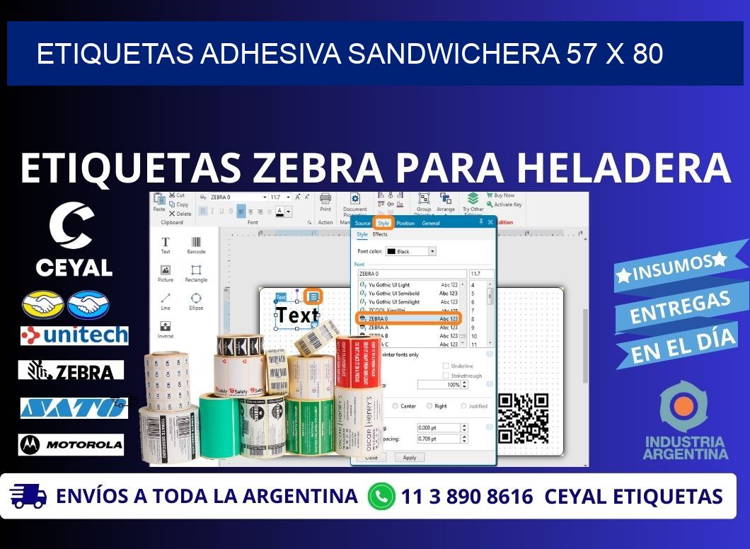 ETIQUETAS ADHESIVA SANDWICHERA 57 x 80