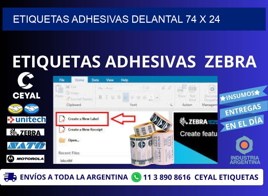 ETIQUETAS ADHESIVAS DELANTAL 74 x 24