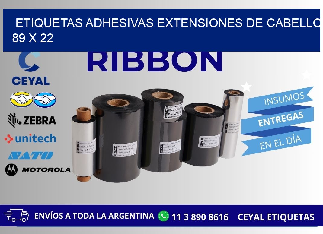 ETIQUETAS ADHESIVAS EXTENSIONES DE CABELLO 89 x 22