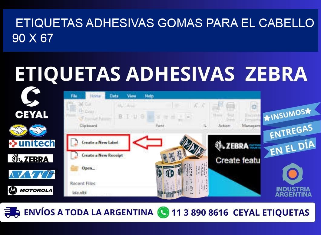 ETIQUETAS ADHESIVAS GOMAS PARA EL CABELLO 90 x 67